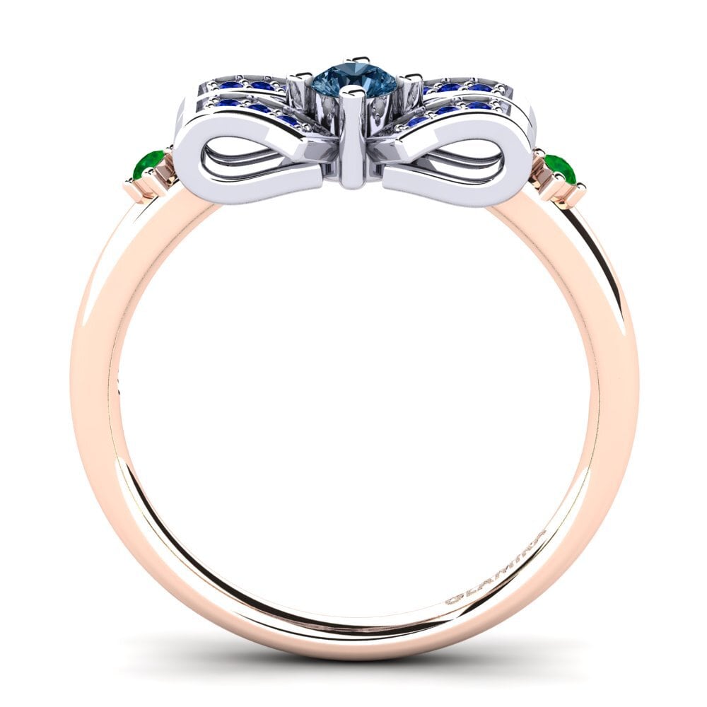 14ct Rose / White Gold Blue Diamond Engagement Ring Jueves