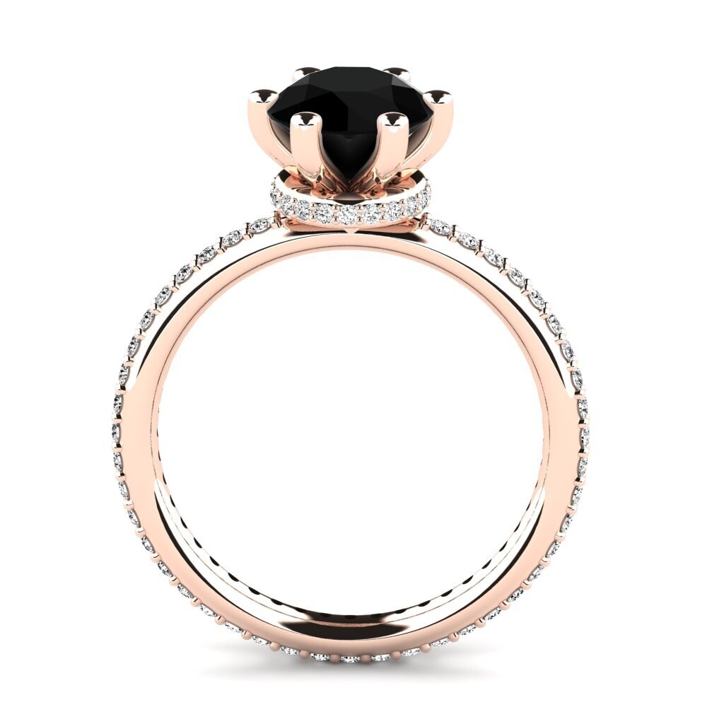 14ct Rose Gold Black Onyx Engagement Ring Marinella 2.0 crt