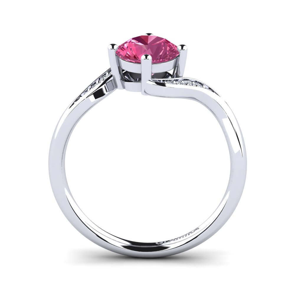 White Silver Pink Tourmaline Engagement Ring Miguelina
