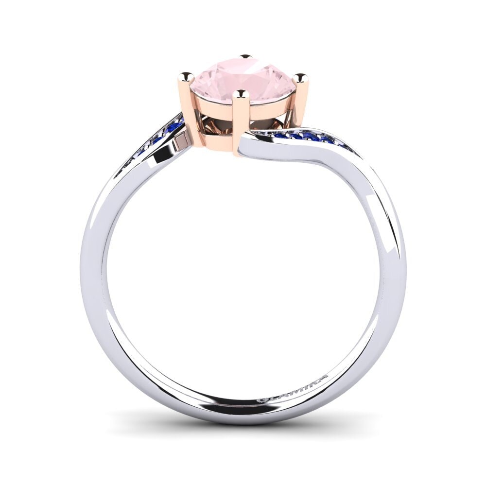 14ct White / Rose Gold Rose Quartz Engagement Ring Miguelina