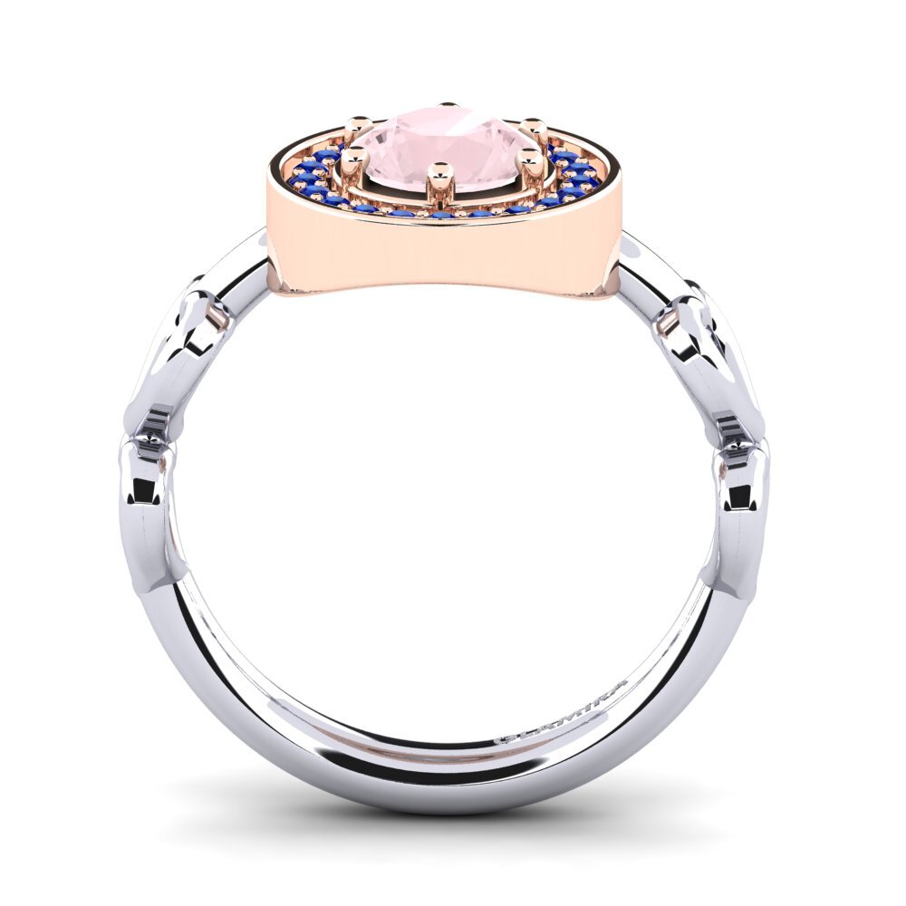 14ct White / Rose Gold Rose Quartz Engagement Ring Piedad