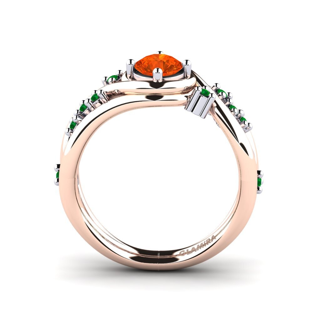 14ct Rose / White Gold Fire-Opal Engagement Ring Pravin