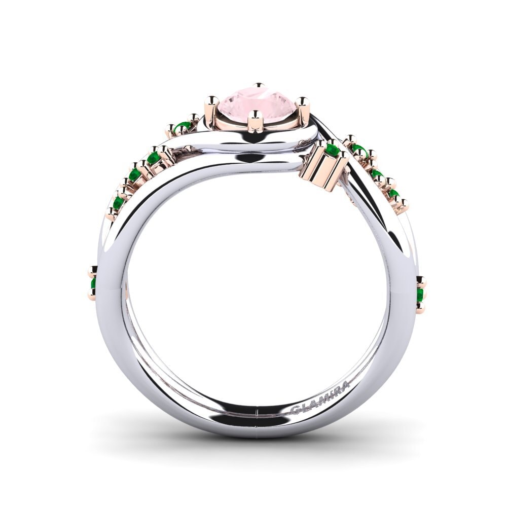 14ct White / Rose Gold Rose Quartz Engagement Ring Pravin