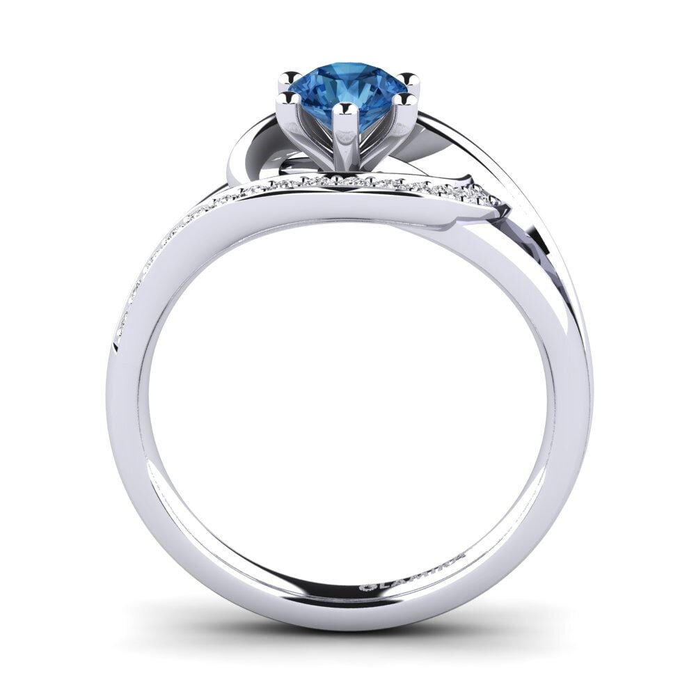 Circonita Azul Oscuro Anillo de compromiso Trina 0.5 crt