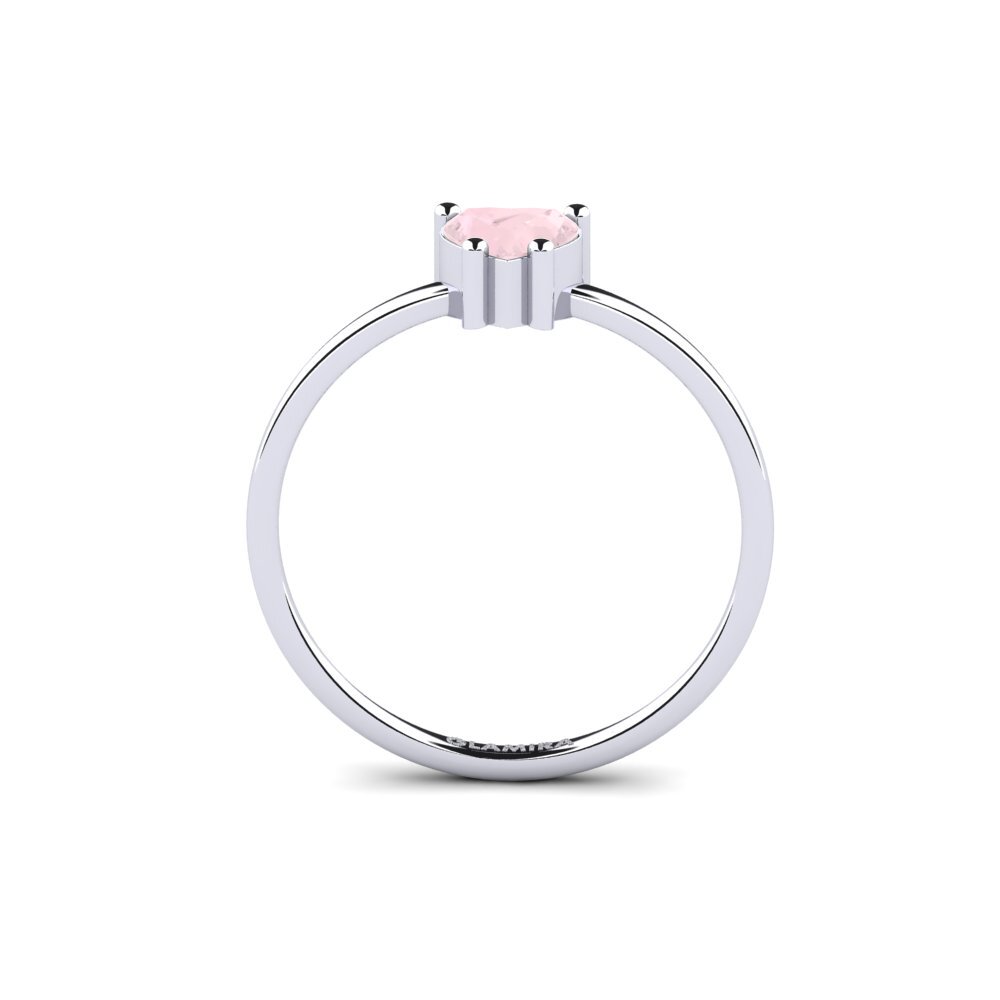 White Silver Rose Quartz Ring Liorae