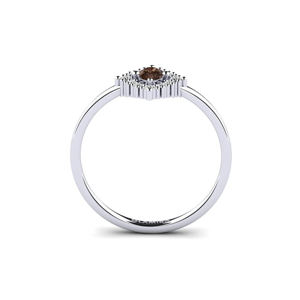 White Silver Smoky Quartz Ring Elowen