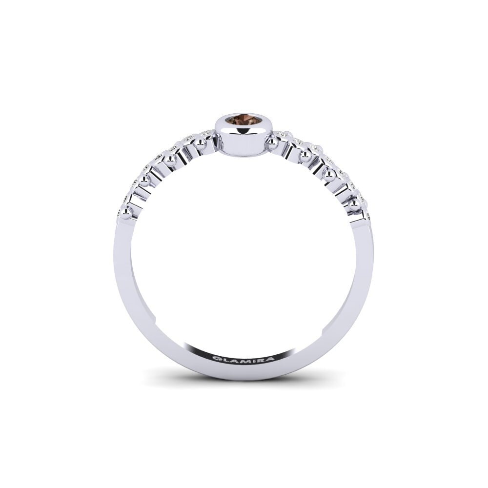 White Silver Smoky Quartz Ring Peyke