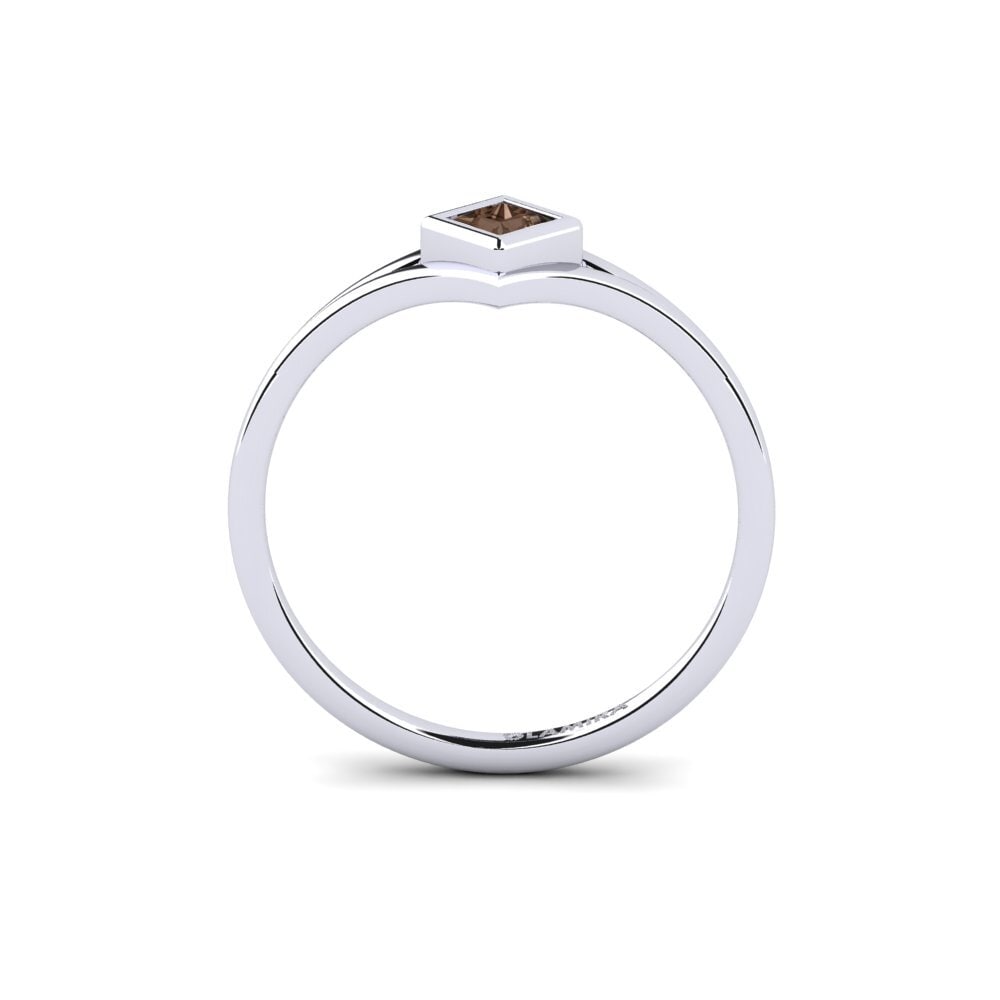 White Silver Smoky Quartz Ring Stillness