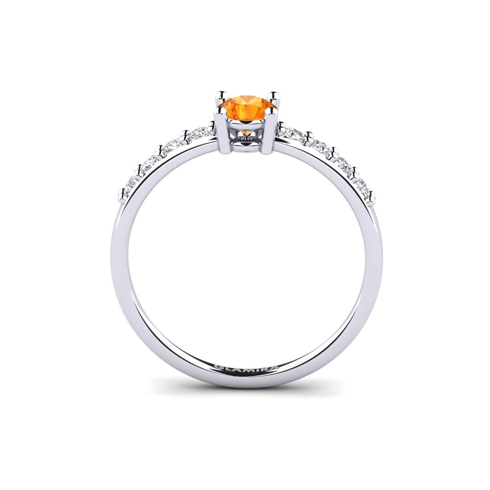 White Silver Orange Sapphire Engagement Ring Bellechasse