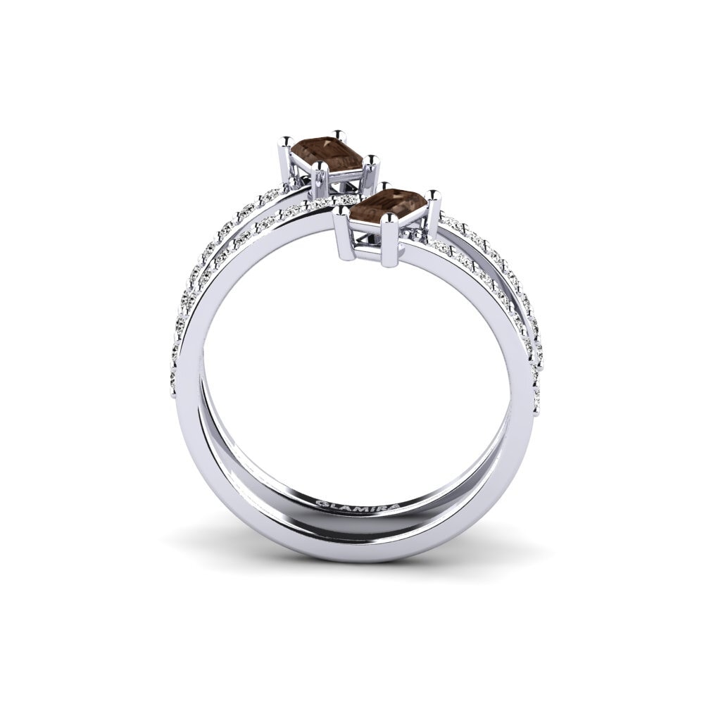White Silver Smoky Quartz Ring Diorena