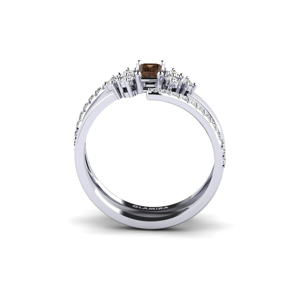 White Silver Smoky Quartz Ring Dorra