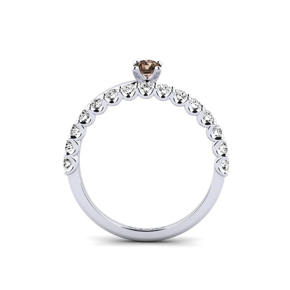 White Silver Smoky Quartz Ring Fergana