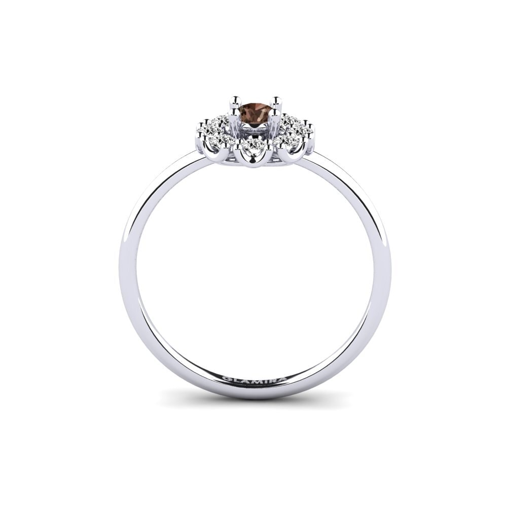 White Silver Smoky Quartz Ring Lisakovsk