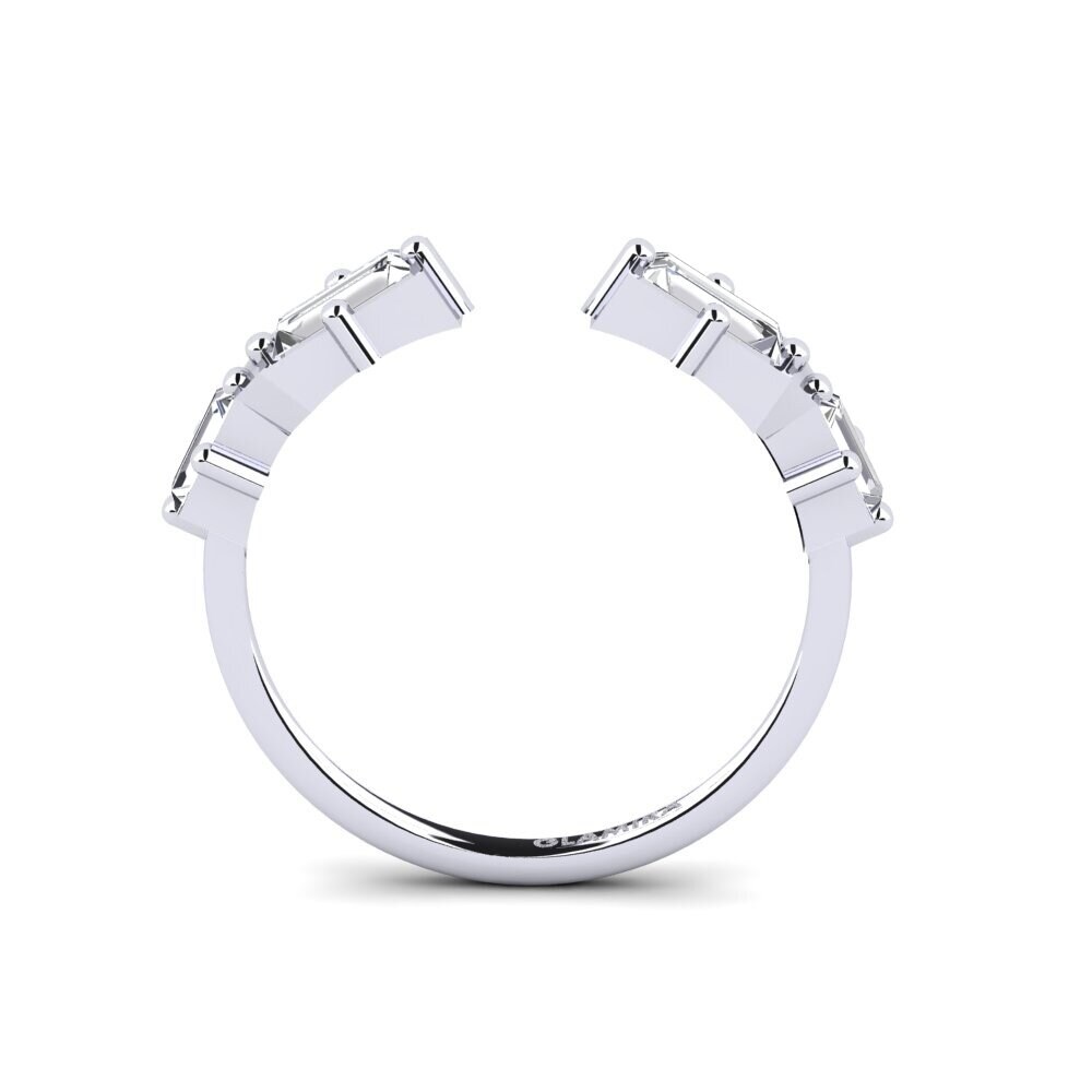 White Silver Baguette Ring Naravea