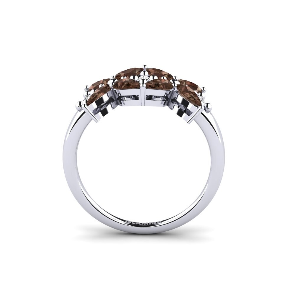 White Silver Smoky Quartz Ring Sorevia