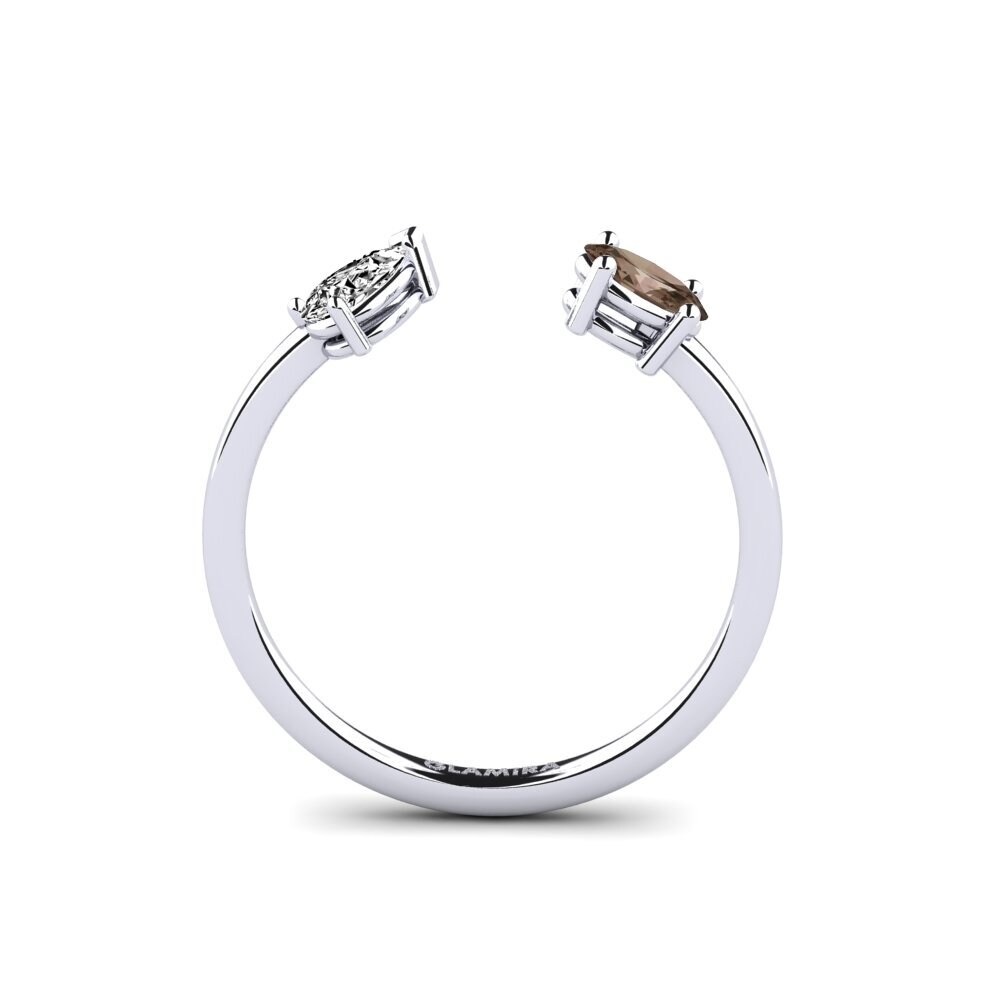 White Silver Smoky Quartz Ring Syravelle