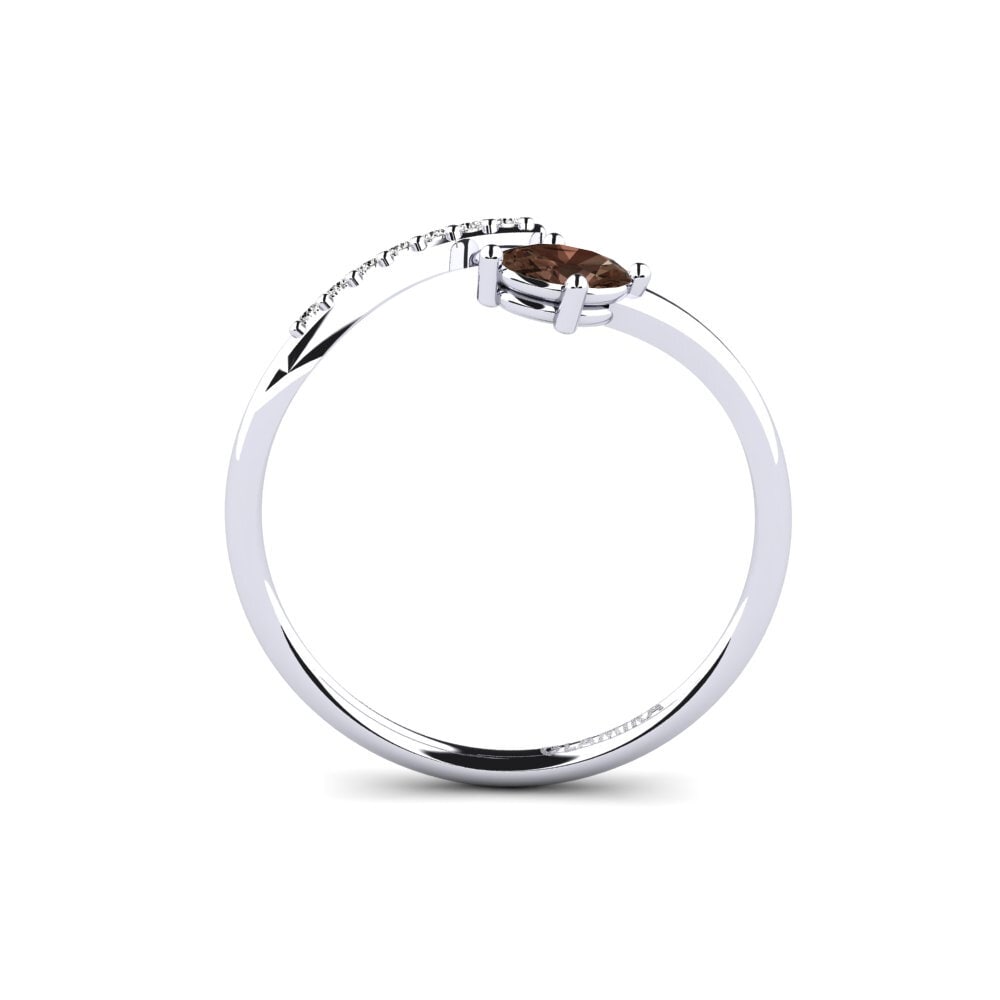 White Silver Smoky Quartz Ring Tirevia