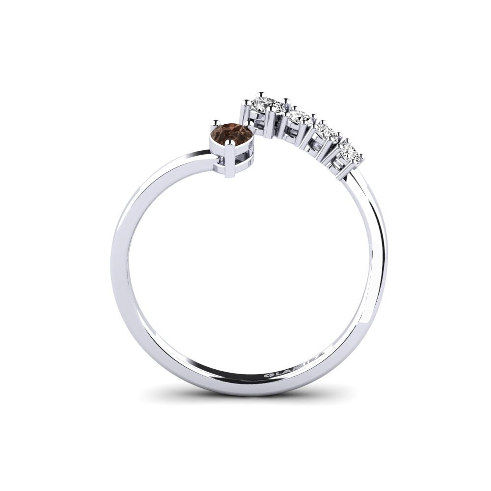 White Silver Smoky Quartz Ring Tiy