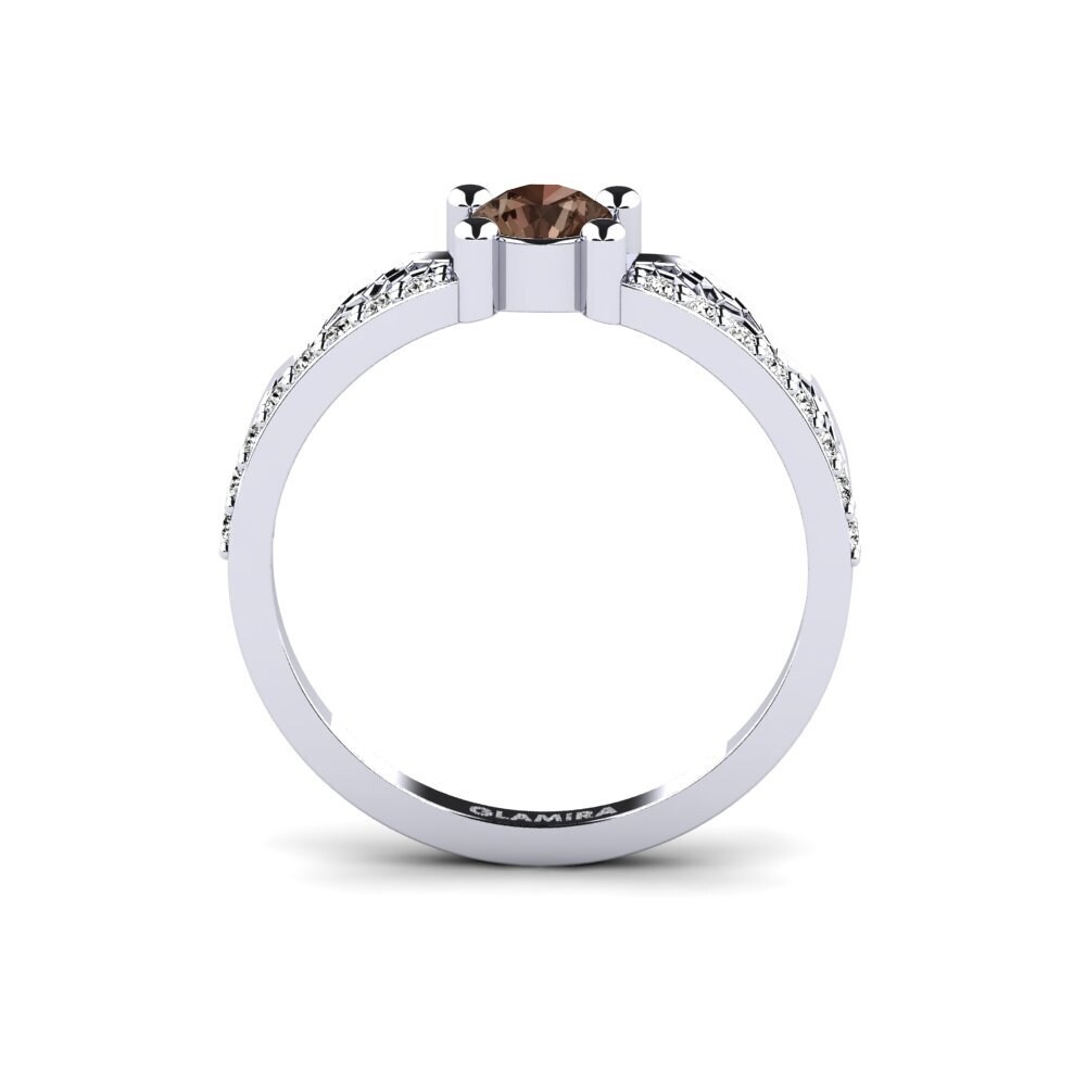 White Silver Smoky Quartz Ring Ritsurin