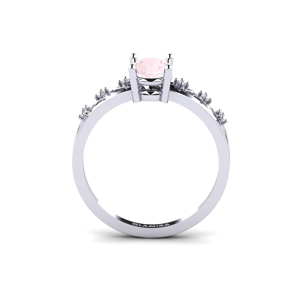 White Silver Rose Quartz Ring Skera