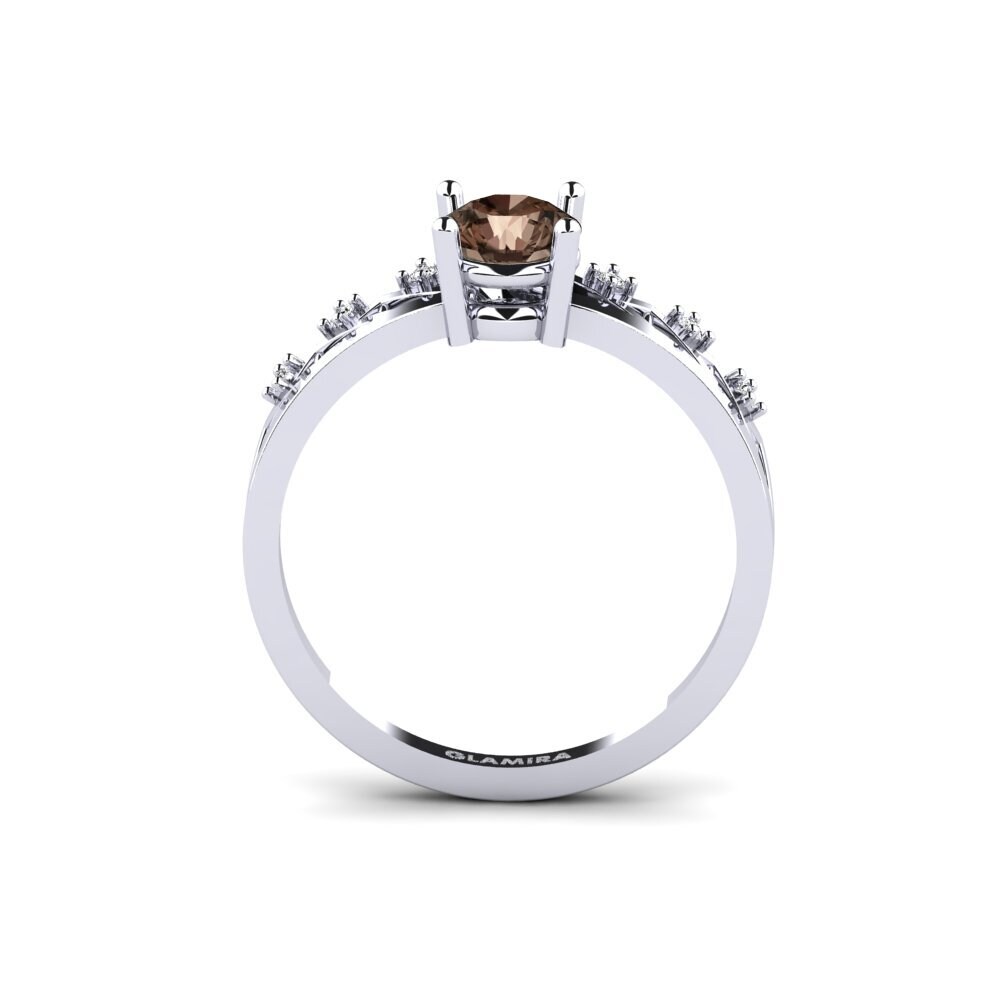 White Silver Smoky Quartz Ring Skera