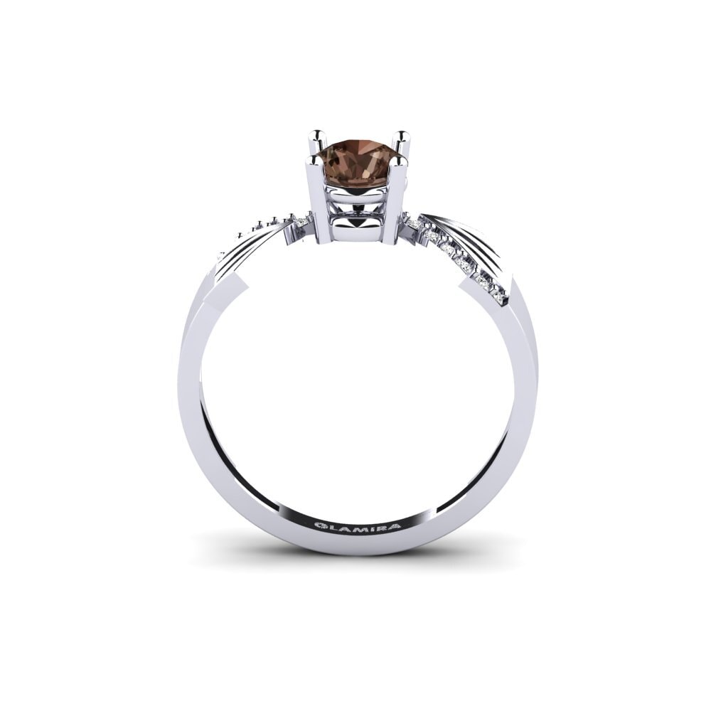 White Silver Smoky Quartz Ring Tagutu