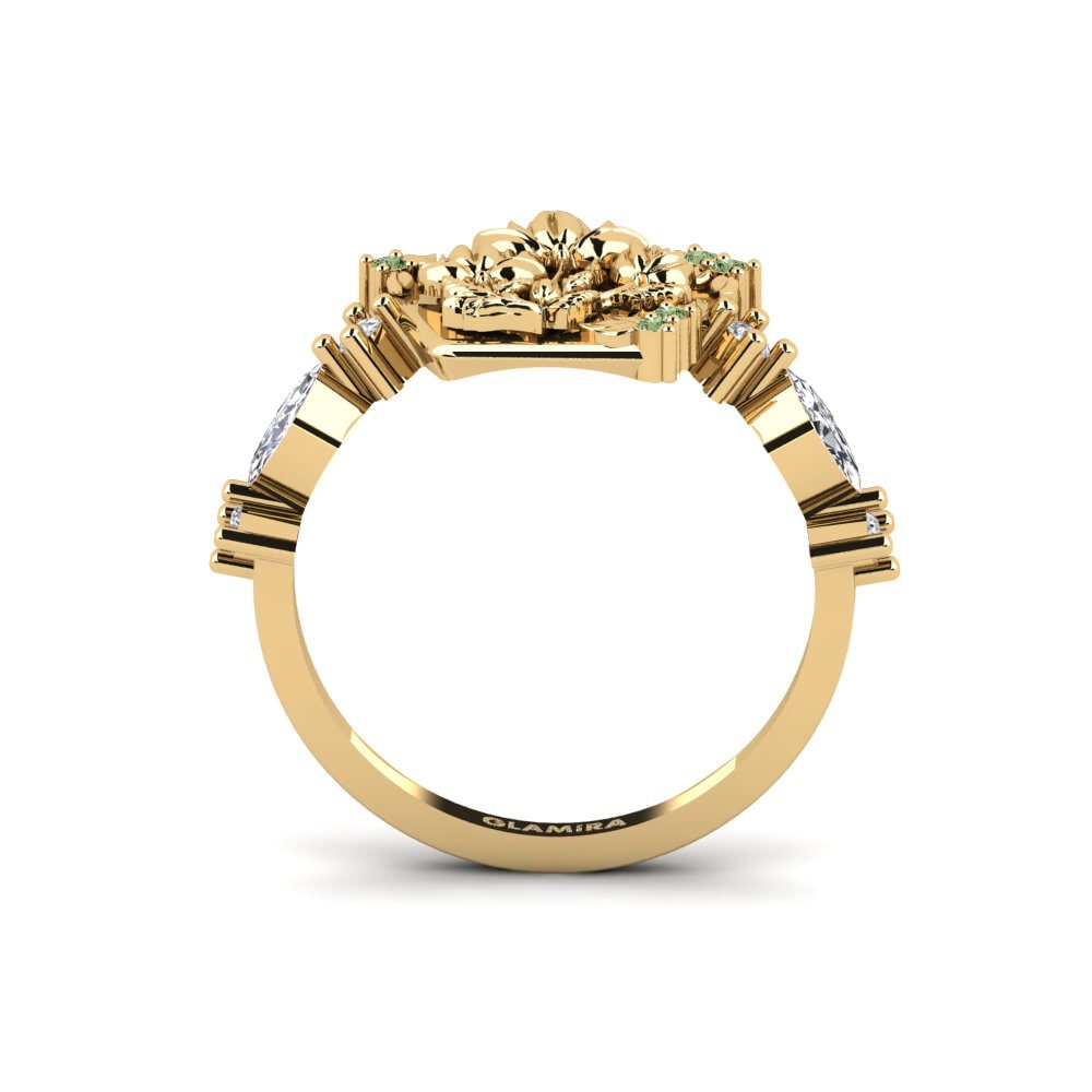Diamante Verde Anel Baixorelevo