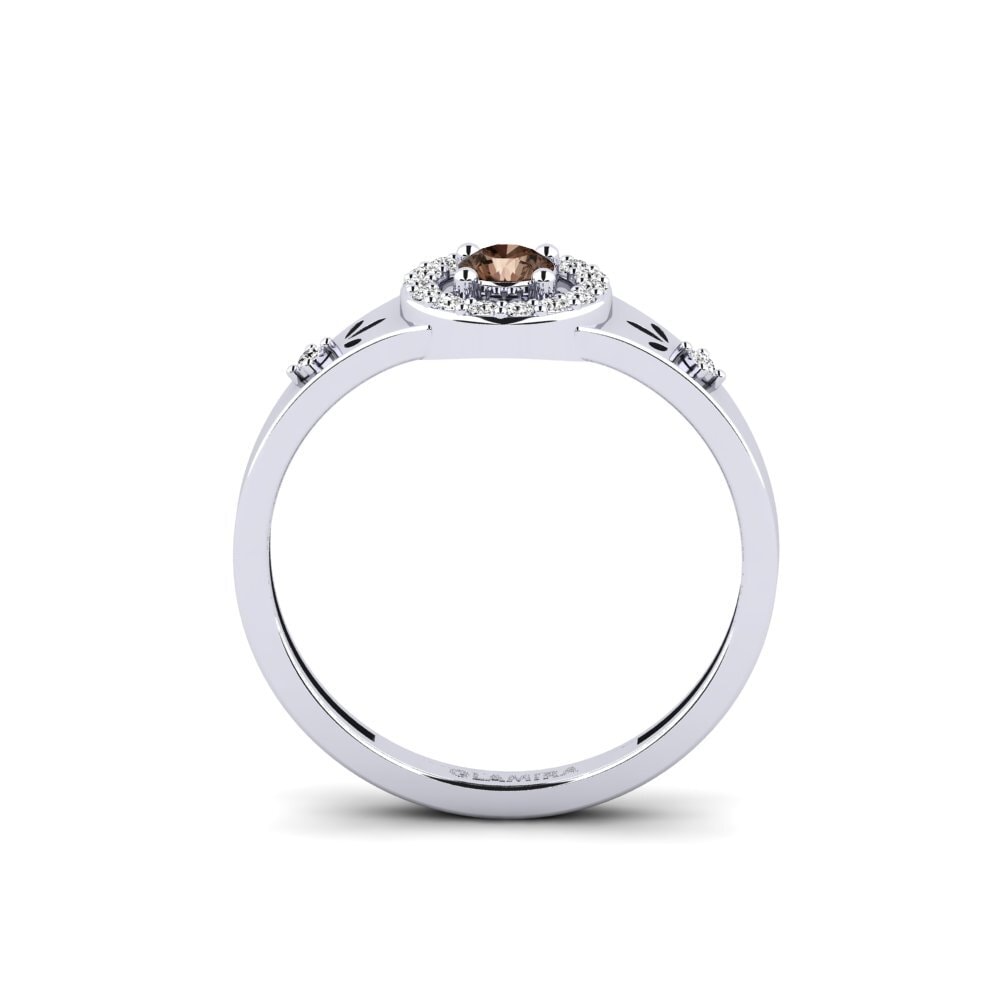 White Silver Smoky Quartz Ring Cwako