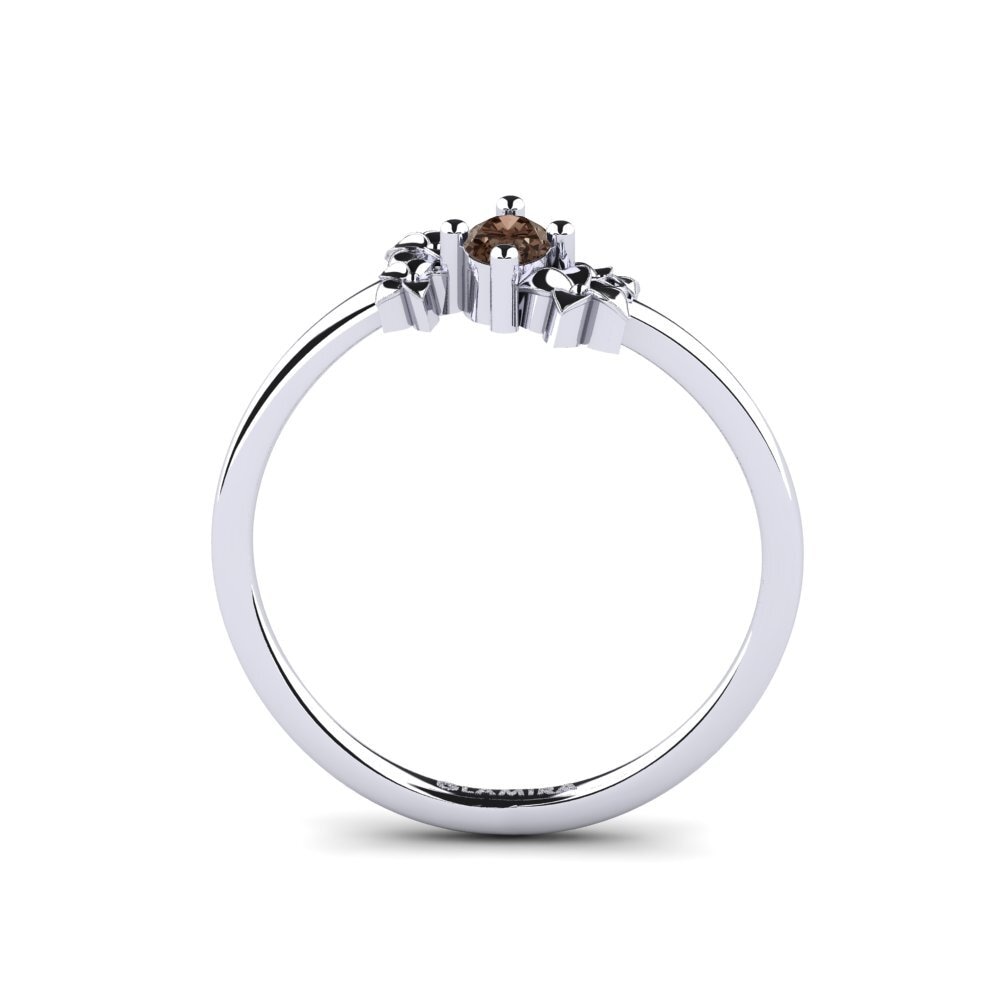 White Silver Smoky Quartz Ring Rohen