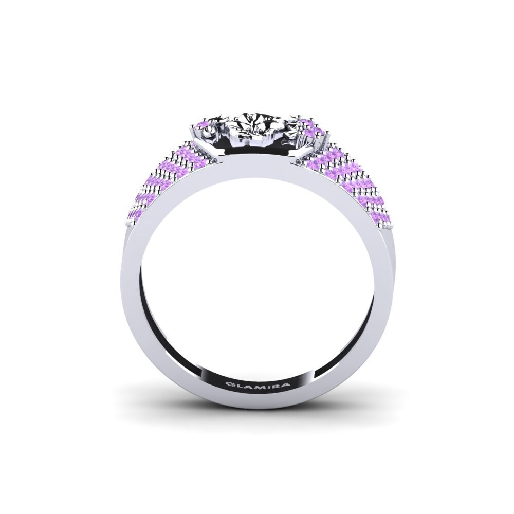 White Silver Amethyst Ring Trabalho