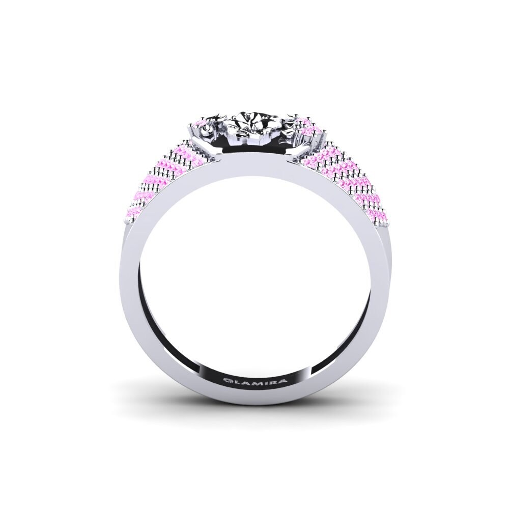White Silver Pink Sapphire Ring Trabalho
