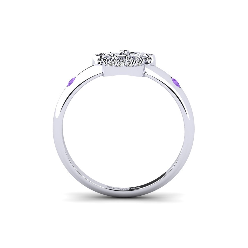 White Silver Amethyst Ring Veloria