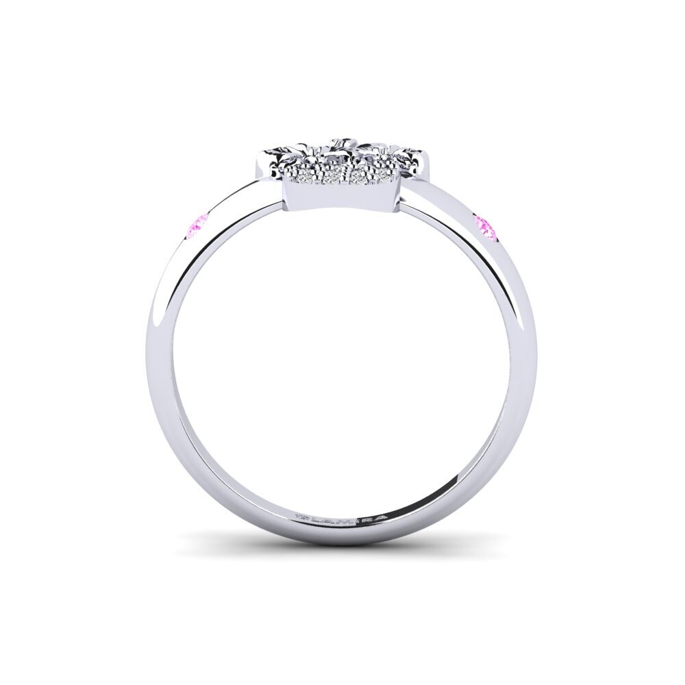 White Silver Pink Sapphire Ring Veloria
