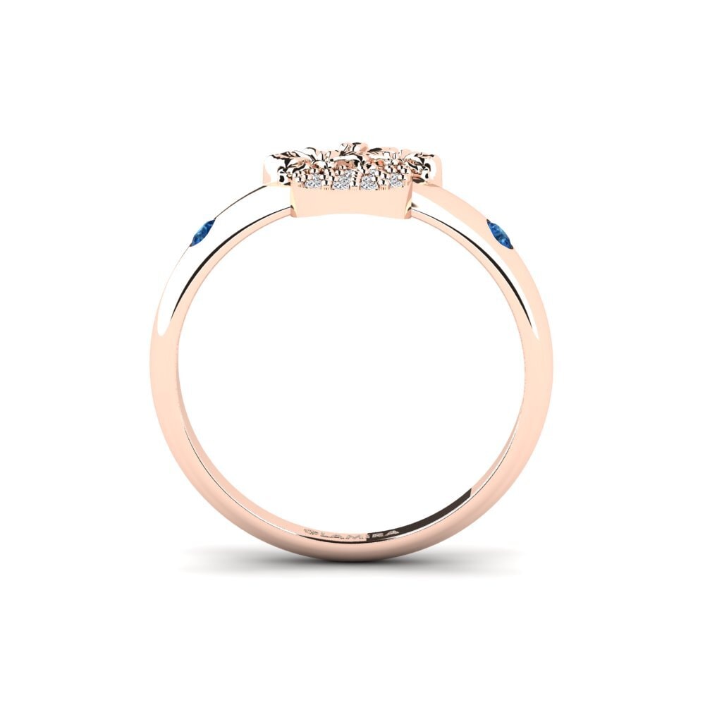 14ct Rose Gold Dark Blue Zirconia Ring Veloria