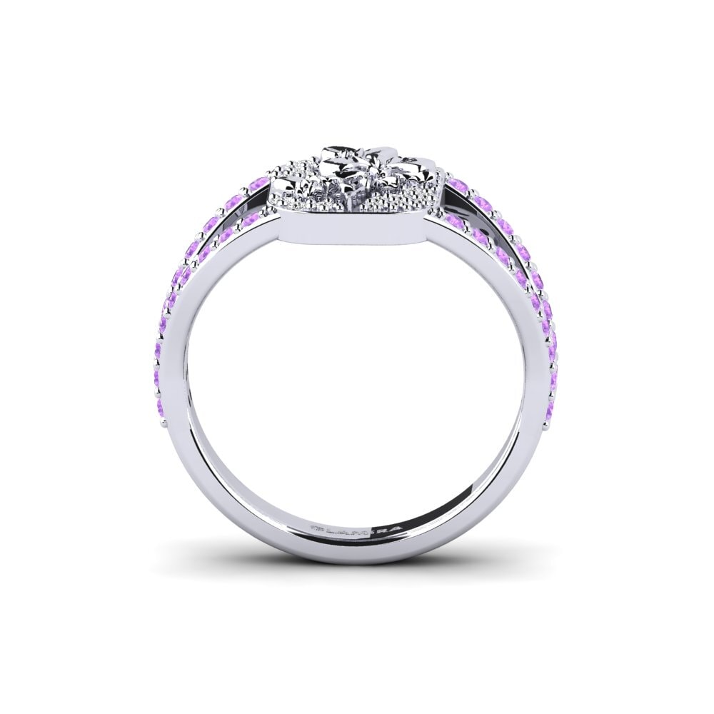 White Silver Amethyst Ring Vielle