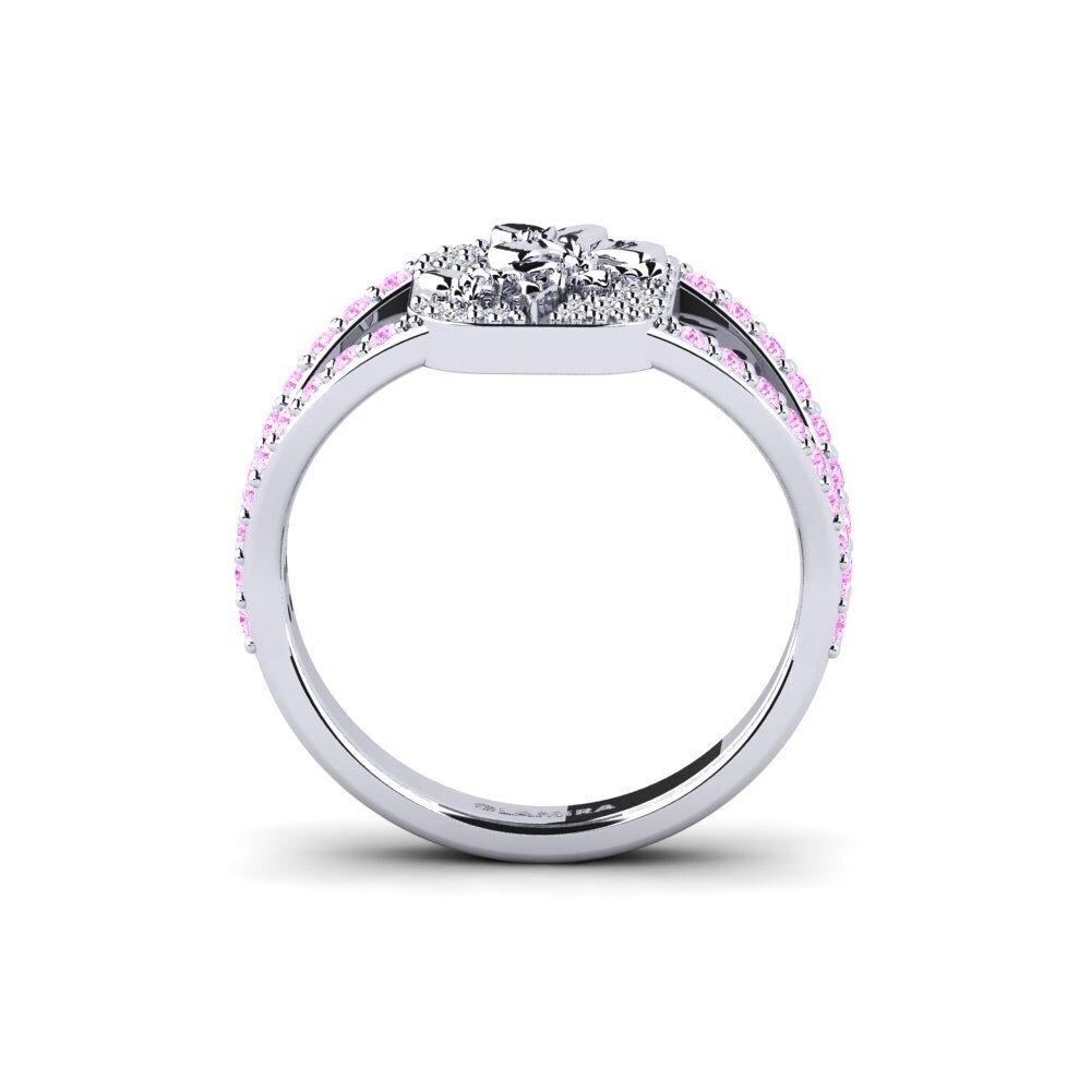 White Silver Pink Sapphire Ring Vielle