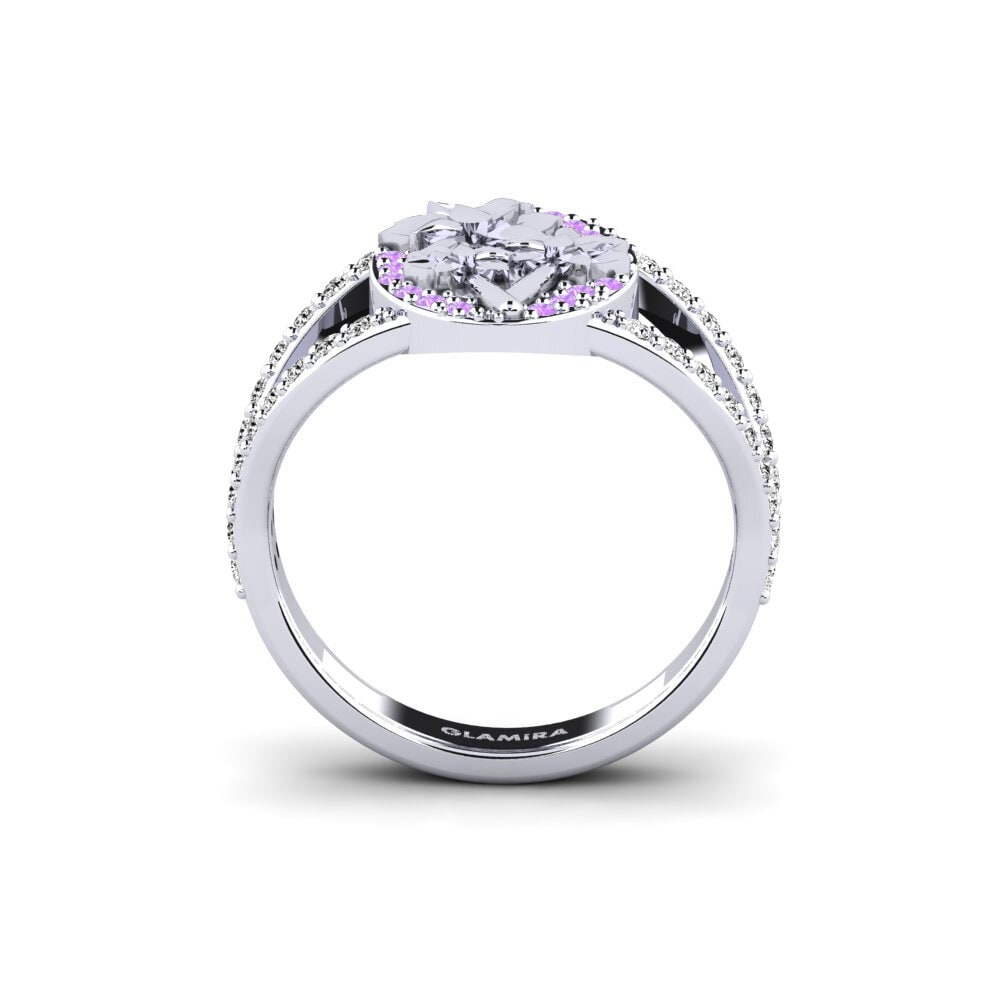 White Silver Amethyst Ring Alpia