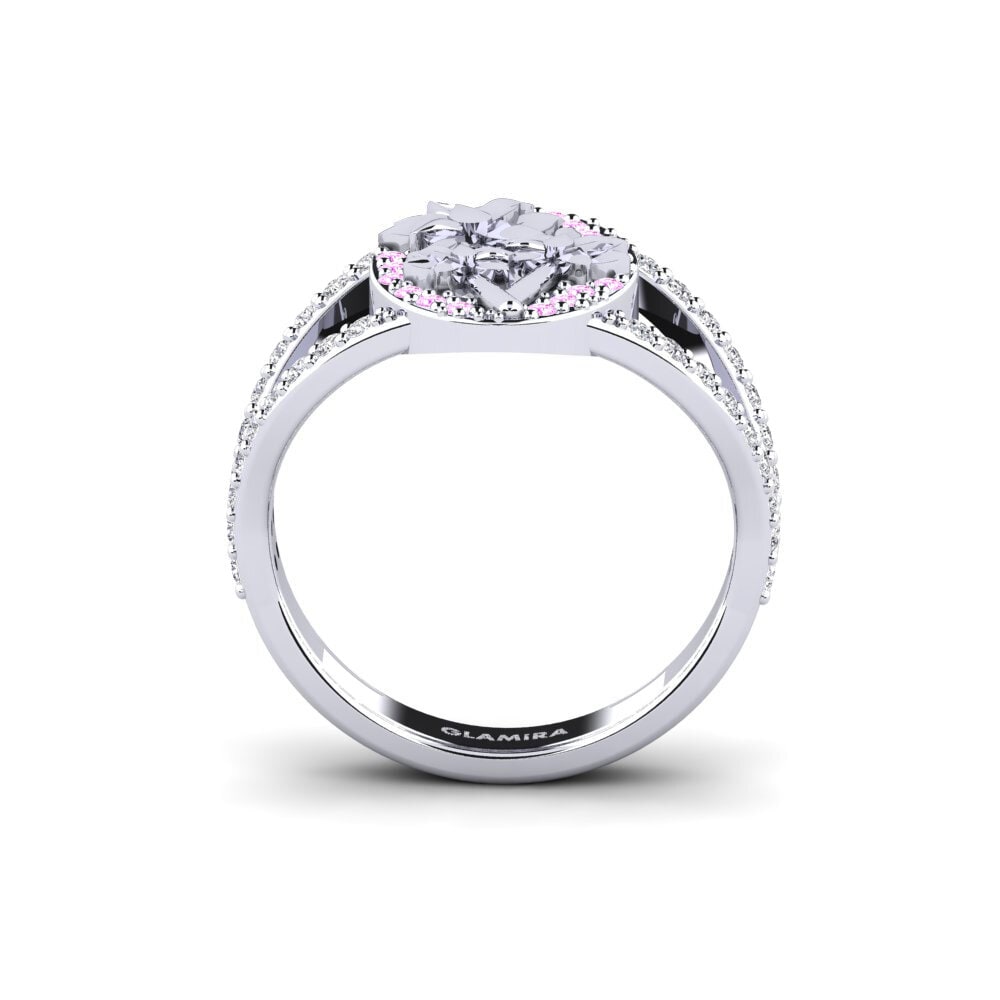 White Silver Pink Sapphire Ring Alpia