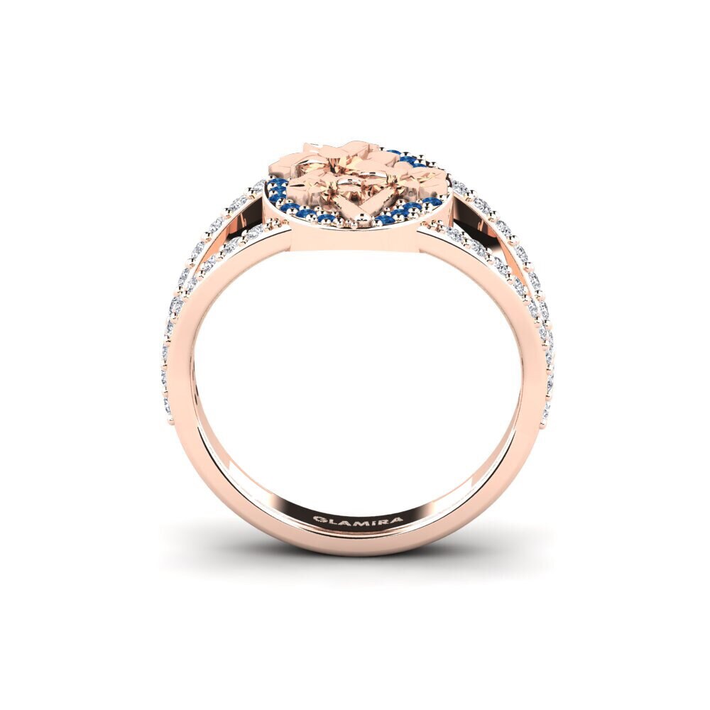 14ct Rose Gold Dark Blue Zirconia Ring Alpia
