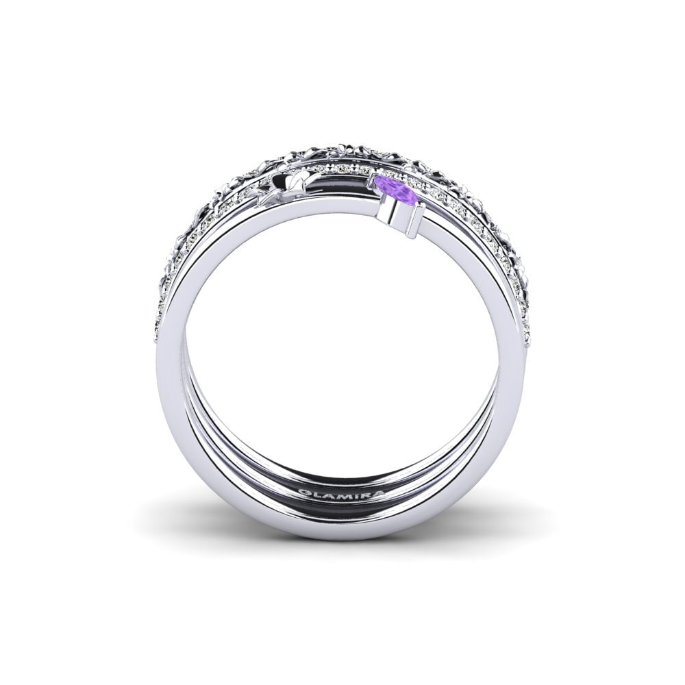 White Silver Amethyst Ring Bleecker - SET