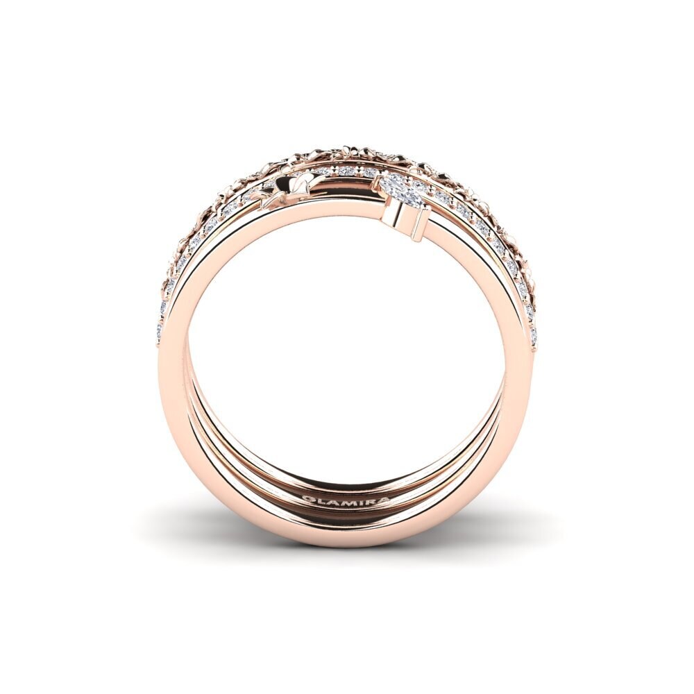 14ct Rose Gold Diamond Ring Bleecker - SET