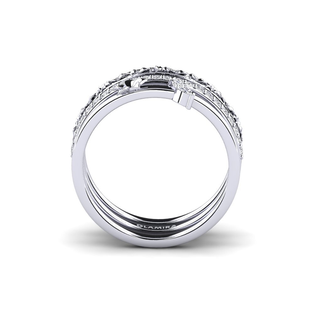 14k Oro Blanco Anillo Bleecker - SET