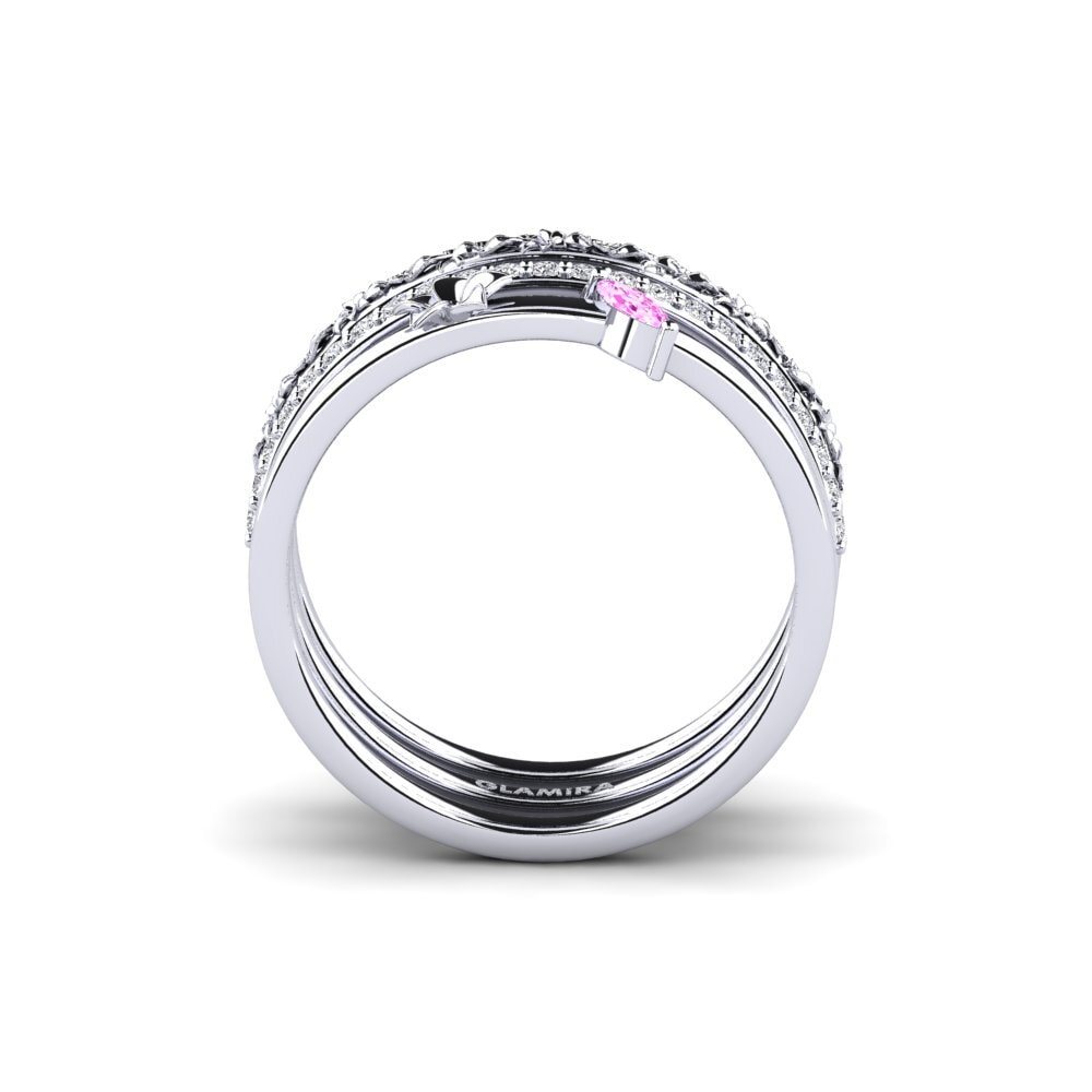 White Silver Pink Sapphire Ring Bleecker - SET