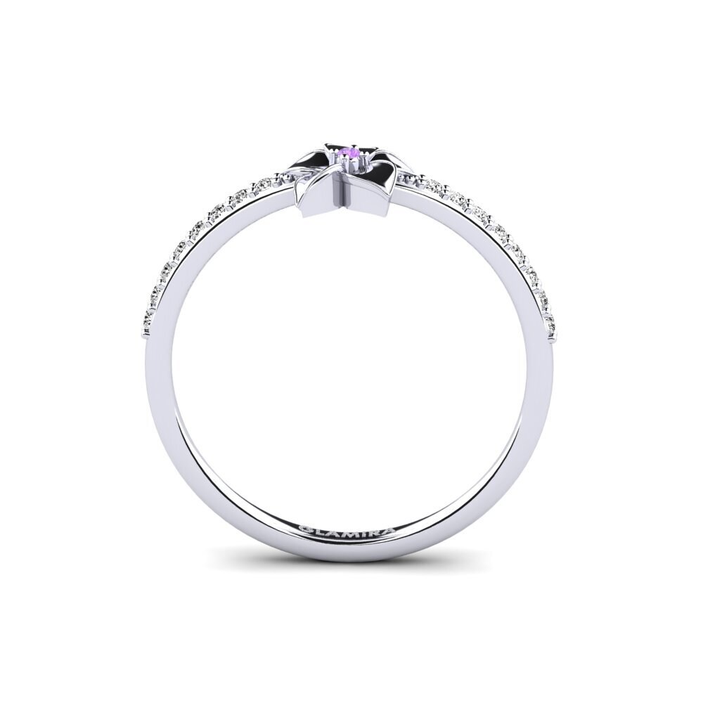 White Silver Amethyst Ring Bloomony