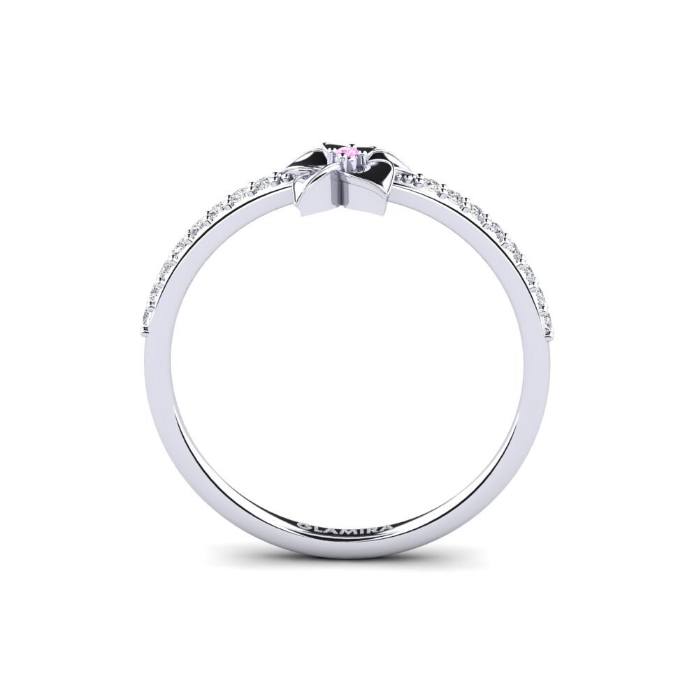White Silver Pink Sapphire Ring Bloomony