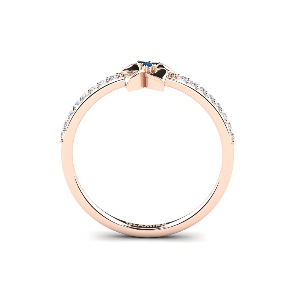 14ct Rose Gold Dark Blue Zirconia Ring Bloomony