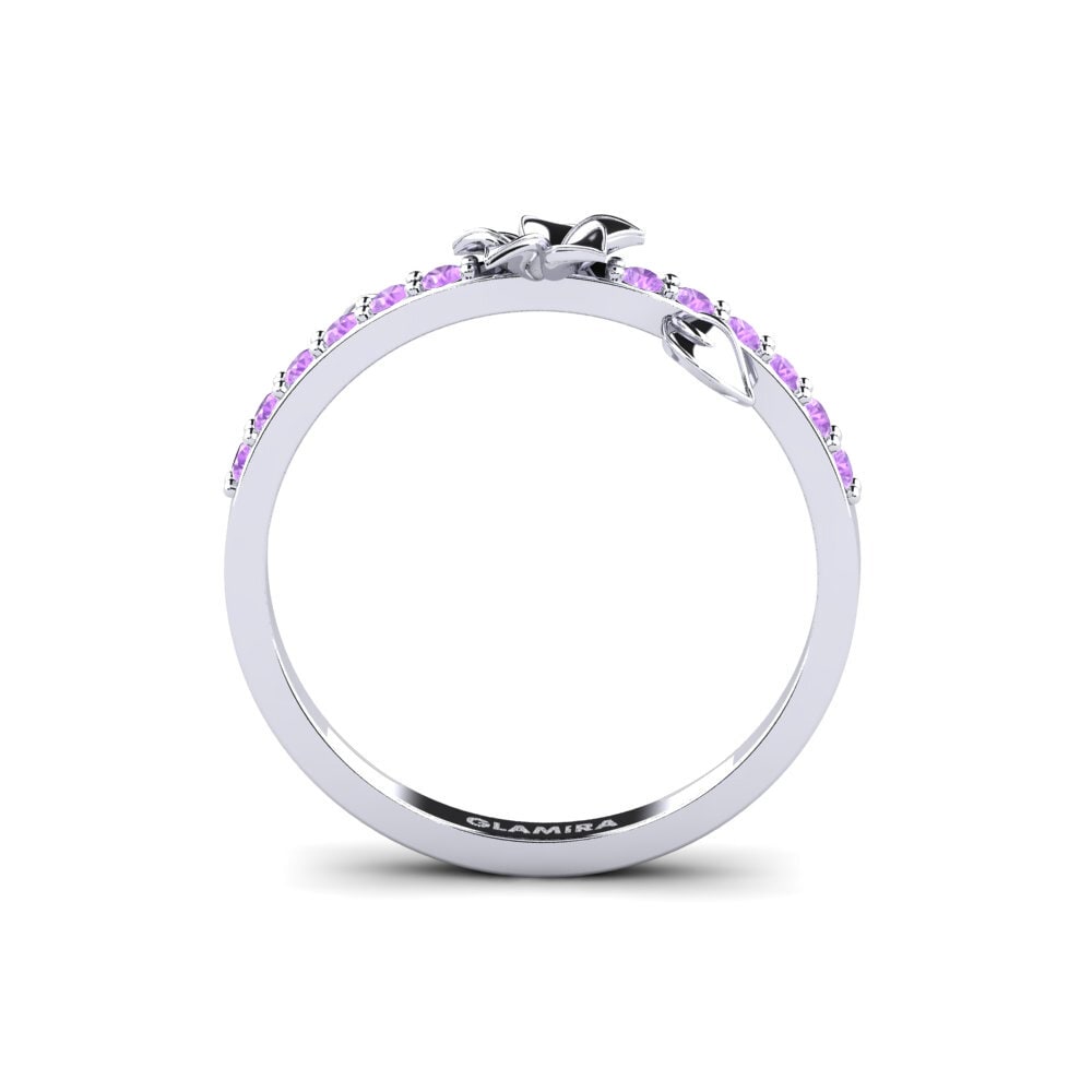 White Silver Amethyst Ring Bloomse