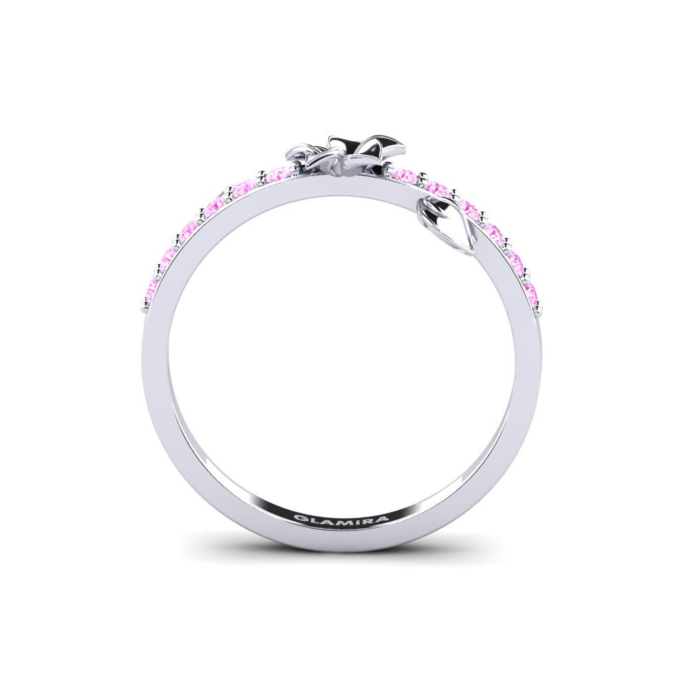 White Silver Pink Sapphire Ring Bloomse