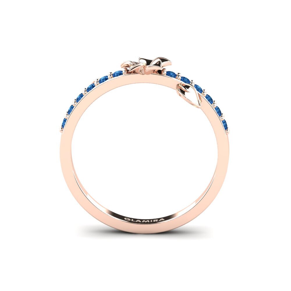 14ct Rose Gold Dark Blue Zirconia Ring Bloomse