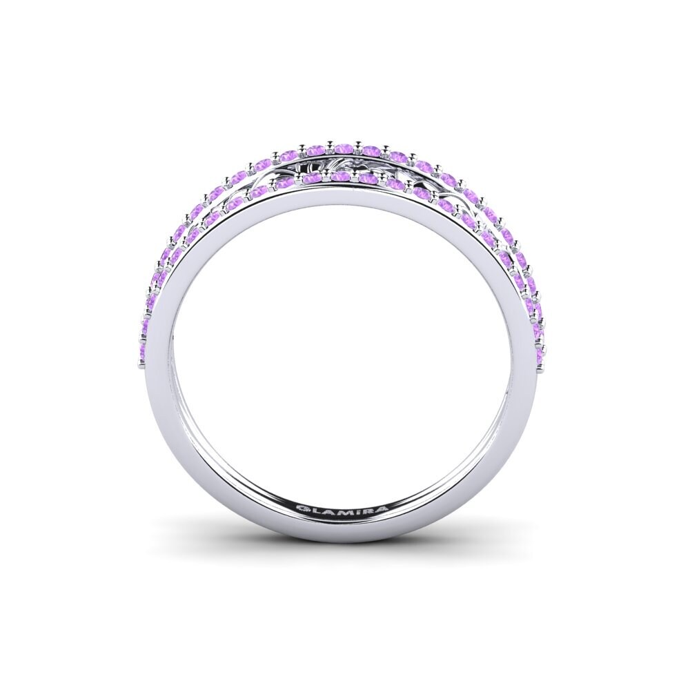 White Silver Amethyst Ring Bowery